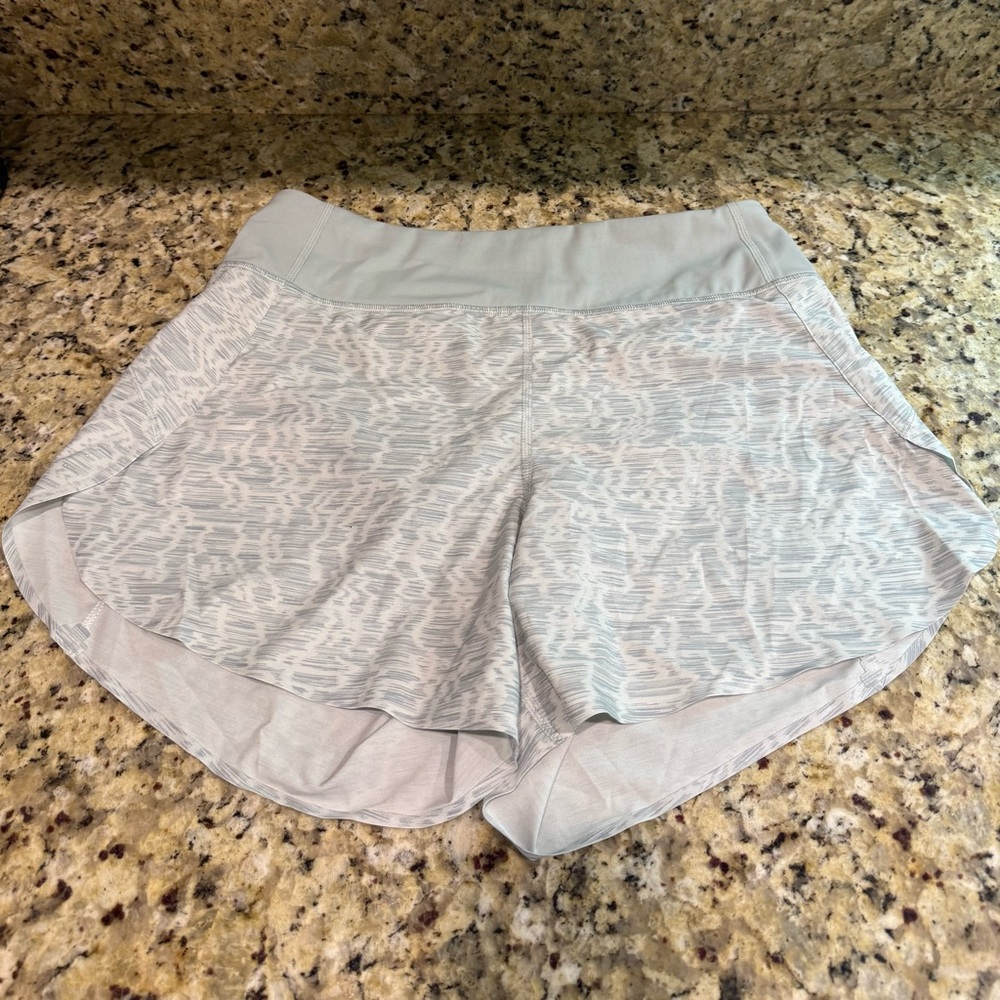 Athleta Gray Athletic Shorts with Curved Hem and Elastic Waistband